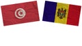 Moldova and Tunisia Flags Together Paper Texture Illustration