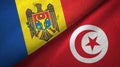 Moldova and Tunisia two flags textile cloth, fabric texture