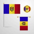 Moldavsko mávání vlajka odznak vektor 