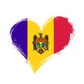 Moldovan flag heart-shaped grunge background. Vector illustration.