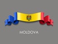 Moldovan flag wavy ribbon background. Vector illustration.