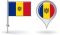 Moldovan pin icon and map pointer flag. Vector