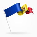 Moldovan pin wavy flag. Vector illustration.