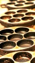 Molds for baking cakes. Old dirty bake molds