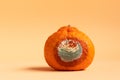Moldy orange. Rottan moldy fruit. Mould, mildew covered foods. Concept of stop food waste day. Copy space. Royalty Free Stock Photo