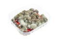 Moldy raspberries on a white isolated background Royalty Free Stock Photo