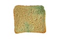 Moldy slice of toast bread isolated on white background Royalty Free Stock Photo