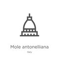 mole antonelliana icon vector from italy collection. Thin line mole antonelliana outline icon vector illustration. Outline, thin