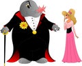 Mole in a black tuxedo with Thumbelina in a pink dress
