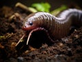 Ai Generated illustration Wildlife Concept of Mole eating earthworm