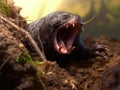 Mole eating earthworm Royalty Free Stock Photo