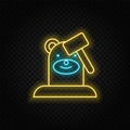 Mole game, whack, retro, arcade neon icon. Blue and yellow neon vector icon