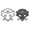 Mole head line and solid icon. Cute marmot animal face simple silhouette. Animals vector design concept, outline style