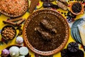 Mole Mexicano, Poblano mole ingredients, mexican spicy food traditional in Mexico