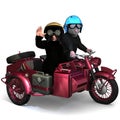 Mole and mouse on the motorcycle, 3D Illustration