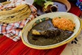 Mole Poblano Traditional Mexican Food with Chicken in Mexico