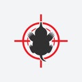 Mole silhouette. Animal pest icon red target