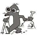 Mole and stick for the blind, vector illustration