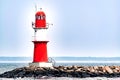 The mole in Warnemuende. Lighthouse in Rostock