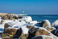 Mole in winter time in Warnemuende, Germany