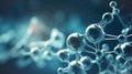 Molecular cosmetics, molecular chain of molecules on blue background, health beauty. Abstract background for displaying Royalty Free Stock Photo