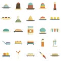 Molecular cuisine icons set flat vector isolated