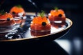 molecular gastronomy canape dishes on tray