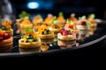 molecular gastronomy canape dishes on tray