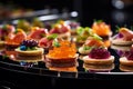 molecular gastronomy canape dishes on tray