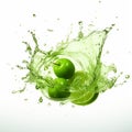 Molecular Green Apple Splash: Crisp Graphic Design With Hyper-realistic Water