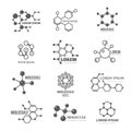 Molecular logo. Chemistry dna molecule scientific structure atom business brand vector concept