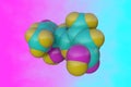 Molecular model of abscistic acid, a plant hormone that functions in many developmental processes including seed and bud