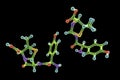 Molecular model of amoxicillin antibiotic, 3d illustration