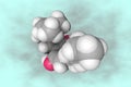 Molecular model of cannabigerol. Atoms are represented as spheres with color coding: carbon grey, oxygen red Royalty Free Stock Photo