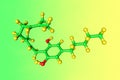 Molecular model of cannabigerol, one of the more than 120 identified cannabinoid compounds found in the plant genus Royalty Free Stock Photo