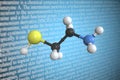 Molecular model of cysteamine, 3D rendering
