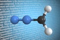 Molecular model of diazomethane, 3D rendering Royalty Free Stock Photo