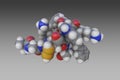 Molecular model of human somatostatin-14. Atoms are shown as spheres with conventional color coding: carbon (grey Royalty Free Stock Photo