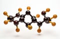 Molecular model of hydrocarbon chain with dark carbon atoms, lighter hydrogen atoms connected by bonds. Visualizes organic Royalty Free Stock Photo