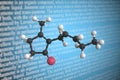 Molecular model of jasmone, 3D rendering Royalty Free Stock Photo