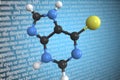 Molecular model of mercaptopurine, 3D rendering Royalty Free Stock Photo