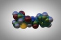 Molecular model of penicillin antibiotic produced by fungi Penicillium. Medical background. Scientific background. 3d