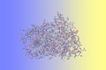 Molecular model of recombinant human interleukin-22. Atoms are represented as spheres with conventional color coding