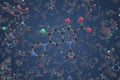 Ciprofloxacin molecule. Ball-and-stick molecular model. Chemistry related 3d rendering
