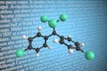 Molecular model of ddt, 3D rendering Royalty Free Stock Photo