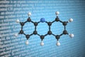 Molecular model of acridine, 3D rendering Royalty Free Stock Photo