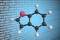 Molecular model of benzofuran, 3D rendering Royalty Free Stock Photo