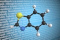 Molecular model of benzothiazole, 3D rendering Royalty Free Stock Photo