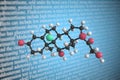 Molecular model of fludrocortisone, 3D rendering Royalty Free Stock Photo