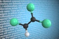Molecular model of trichloroethylene, 3D rendering Royalty Free Stock Photo